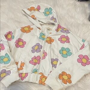 Jessica Simpson White Hoodie with Pink and Orange Accents
